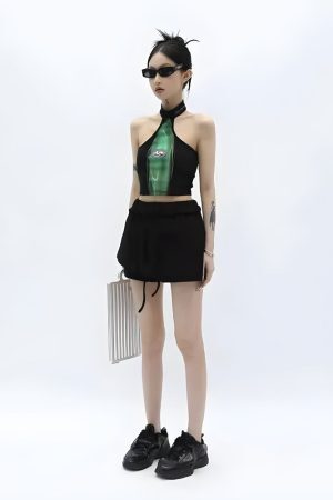 Style Core Aesthetics, New Style Trends - Y2K Cropped Halter Top