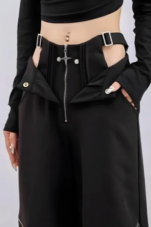 Style Core Aesthetics, New Style Trends - Y2K Cut Out Waist Pants