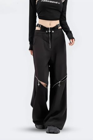 Style Core Aesthetics, New Style Trends - Y2K Cut Out Waist Pants