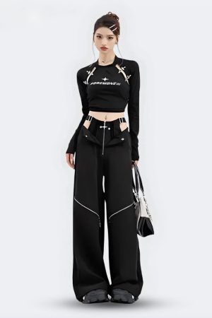 Style Core Aesthetics, New Style Trends - Y2K Cut Out Waist Pants