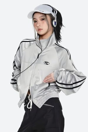 Style Core Aesthetics, New Style Trends - Y2K Cyberpunk Reflective Double Zip-Up Jacket