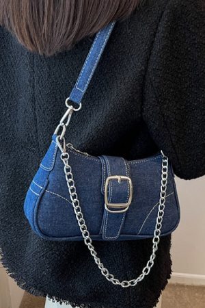 Style Core Aesthetics, New Style Trends - Y2K Denim Baguette Bag