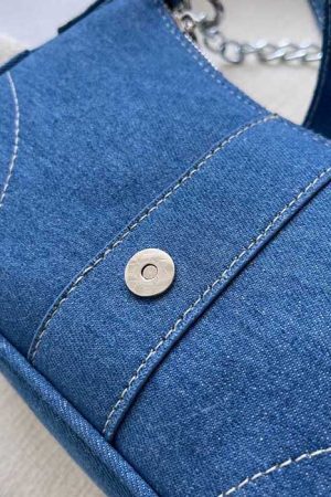 Style Core Aesthetics, New Style Trends - Y2K Denim Baguette Bag