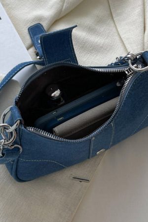 Style Core Aesthetics, New Style Trends - Y2K Denim Baguette Bag