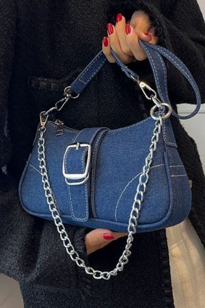 Style Core Aesthetics, New Style Trends - Y2K Denim Baguette Bag