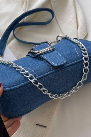 Style Core Aesthetics, New Style Trends - Y2K Denim Baguette Bag