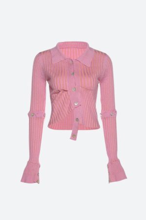 Style Core Aesthetics, New Style Trends - Y2K Detachable Sleeves Crop Cardigan