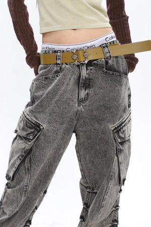 Style Core Aesthetics, New Style Trends - Y2K Distressed Big Pockets Cargo Jeans