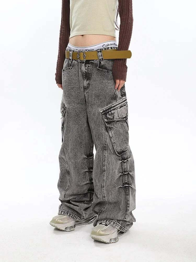 Style Core Aesthetics, New Style Trends - Y2K Distressed Big Pockets Cargo Jeans Style Core Aesthetics, New Style Trends - Y2K Distressed Big Pockets Cargo Jeans