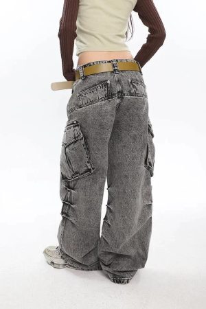Style Core Aesthetics, New Style Trends - Y2K Distressed Big Pockets Cargo Jeans