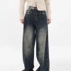 Style Core Aesthetics, New Style Trends - Y2K Distressed Pocket Wide Leg Jeans