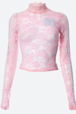 Style Core Aesthetics, New Style Trends - Y2K Embroidered Lace Top