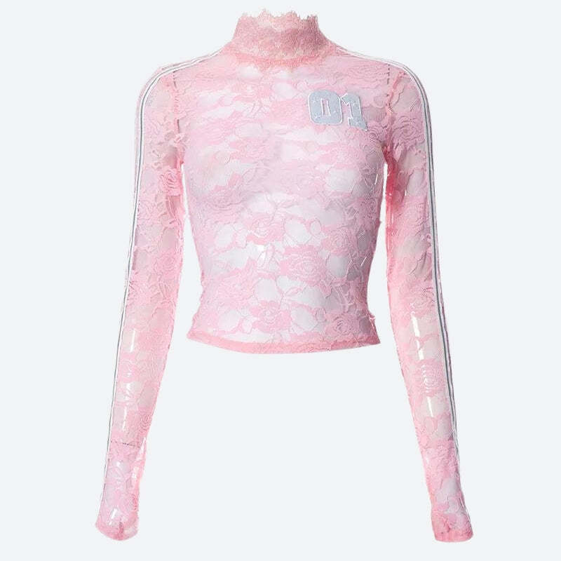 Style Core Aesthetics, New Style Trends - Y2K Embroidered Lace Top Style Core Aesthetics, New Style Trends - Y2K Embroidered Lace Top
