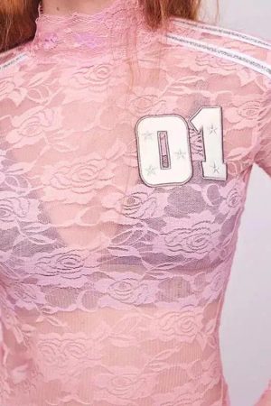 Style Core Aesthetics, New Style Trends - Y2K Embroidered Lace Top