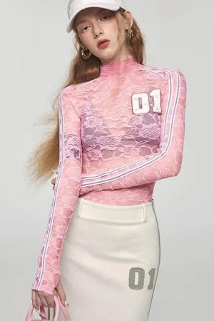 Style Core Aesthetics, New Style Trends - Y2K Embroidered Lace Top