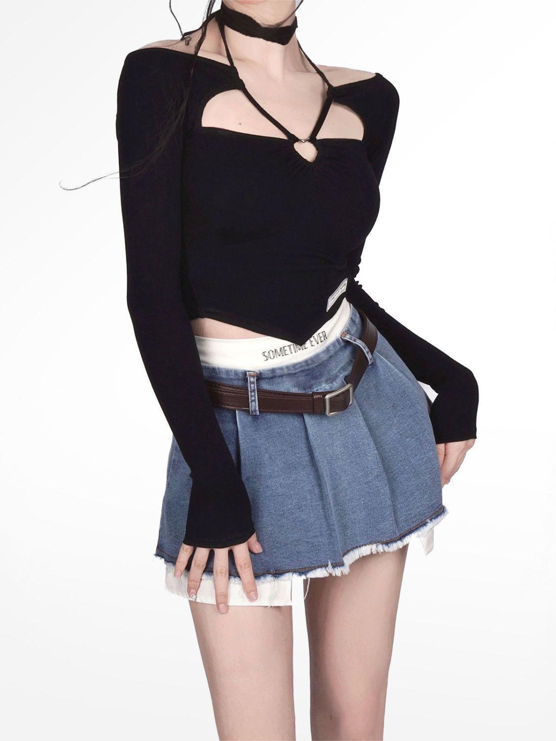 Style Core Aesthetics, New Style Trends - Y2K Fake Two Piece Pleated Mini Skirt Style Core Aesthetics, New Style Trends - Y2K Fake Two Piece Pleated Mini Skirt
