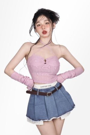 Style Core Aesthetics, New Style Trends - Y2K Fake Two Piece Pleated Mini Skirt