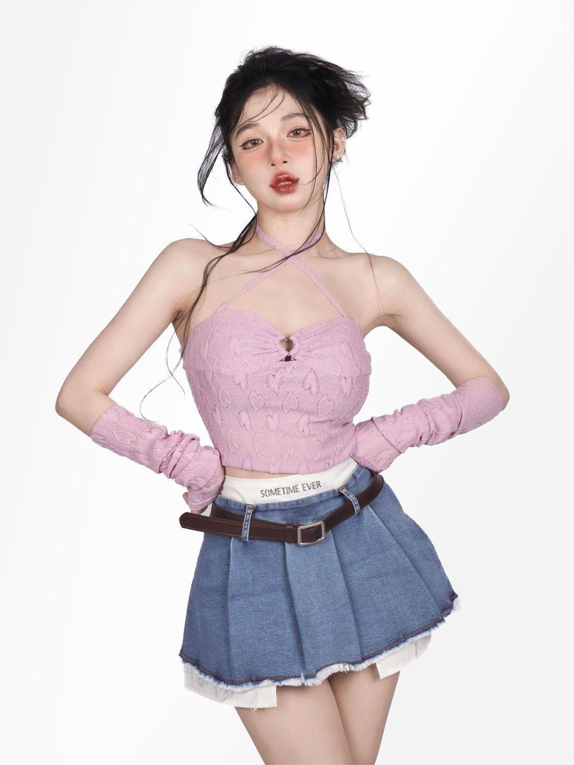 Style Core Aesthetics, New Style Trends - Y2K Fake Two Piece Pleated Mini Skirt Style Core Aesthetics, New Style Trends - Y2K Fake Two Piece Pleated Mini Skirt