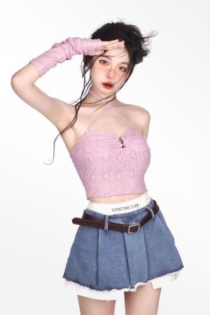 Style Core Aesthetics, New Style Trends - Y2K Fake Two Piece Pleated Mini Skirt