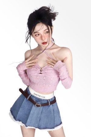 Style Core Aesthetics, New Style Trends - Y2K Fake Two Piece Pleated Mini Skirt