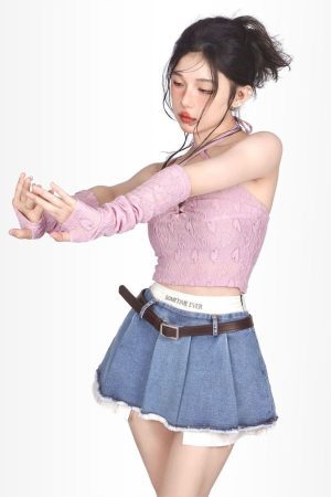 Style Core Aesthetics, New Style Trends - Y2K Fake Two Piece Pleated Mini Skirt