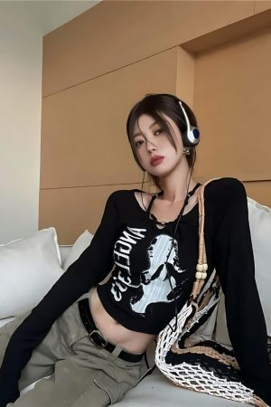 Style Core Aesthetics, New Style Trends - Y2K Grunge Angel 333 Top