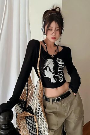 Style Core Aesthetics, New Style Trends - Y2K Grunge Angel 333 Top