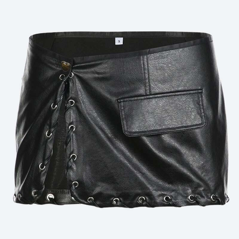 Style Core Aesthetics, New Style Trends - Y2K Grunge Faux Leather Mini Skirt Style Core Aesthetics, New Style Trends - Y2K Grunge Faux Leather Mini Skirt