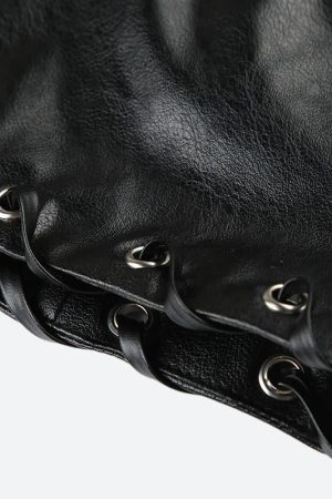 Style Core Aesthetics, New Style Trends - Y2K Grunge Faux Leather Mini Skirt