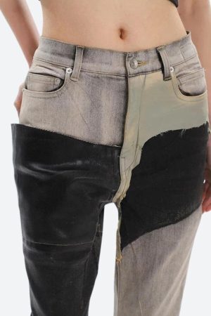 Style Core Aesthetics, New Style Trends - Y2K Grunge Patchwork Flare Pants