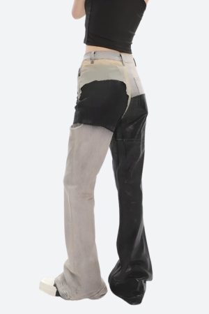 Style Core Aesthetics, New Style Trends - Y2K Grunge Patchwork Flare Pants