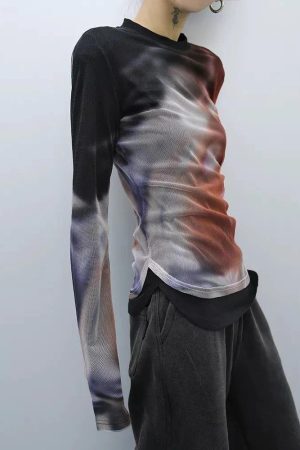 Style Core Aesthetics, New Style Trends - Y2K Grunge Tie Dye Top