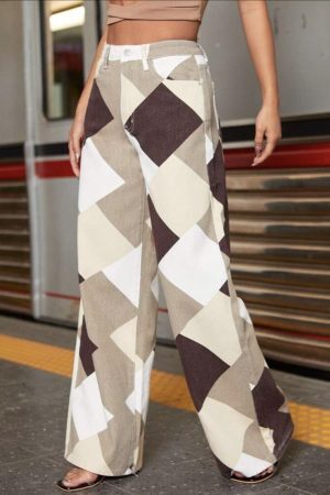 Style Core Aesthetics, New Style Trends - Y2K Harlequin Wide Leg Jeans