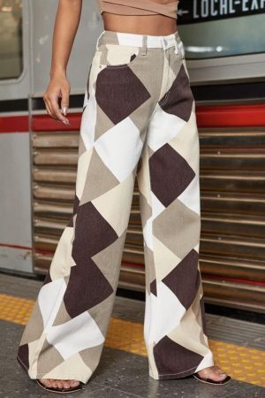 Style Core Aesthetics, New Style Trends - Y2K Harlequin Wide Leg Jeans