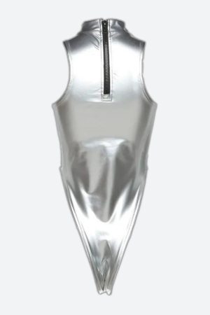 Style Core Aesthetics, New Style Trends - Y2K High Neck Zip-Up Bodysuit