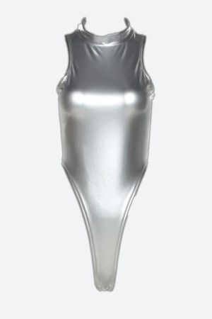 Style Core Aesthetics, New Style Trends - Y2K High Neck Zip-Up Bodysuit