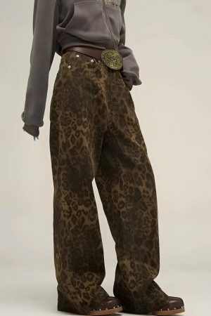 Style Core Aesthetics, New Style Trends - Y2K Leopard Straight Leg Pants