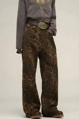Style Core Aesthetics, New Style Trends - Y2K Leopard Straight Leg Pants