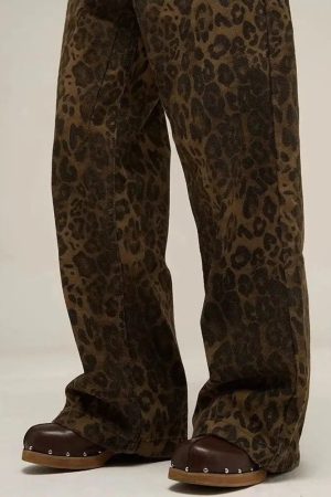 Style Core Aesthetics, New Style Trends - Y2K Leopard Straight Leg Pants