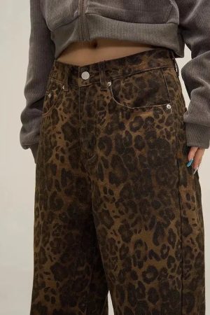 Style Core Aesthetics, New Style Trends - Y2K Leopard Straight Leg Pants