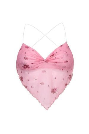 Style Core Aesthetics, New Style Trends - Y2K Pink Scarf Top