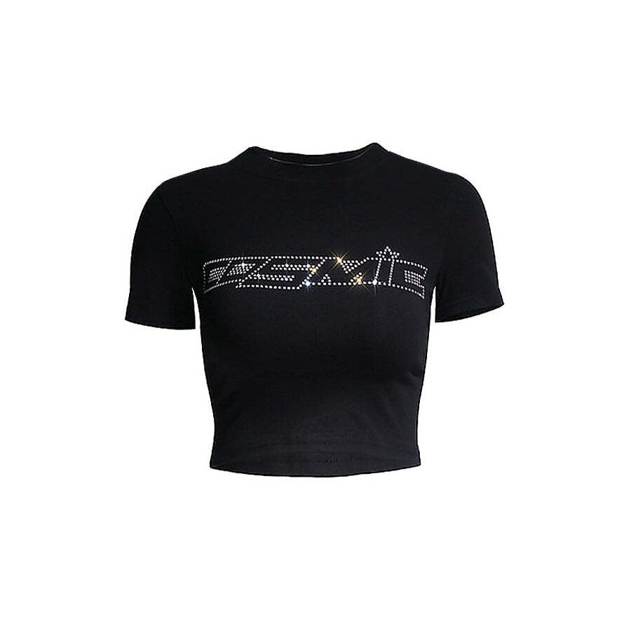 Style Core Aesthetics, New Style Trends - Y2K Rhinestone Cosmic Crop Top
