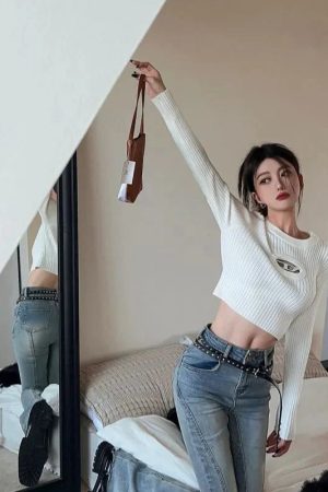 Style Core Aesthetics, New Style Trends - Y2K Ribbed Cropped Sweater