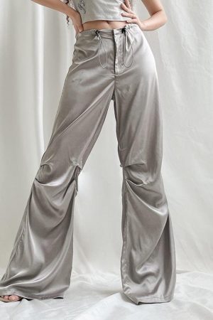 Style Core Aesthetics, New Style Trends - Y2K Satin Wide Leg Pants