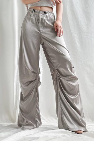 Style Core Aesthetics, New Style Trends - Y2K Satin Wide Leg Pants