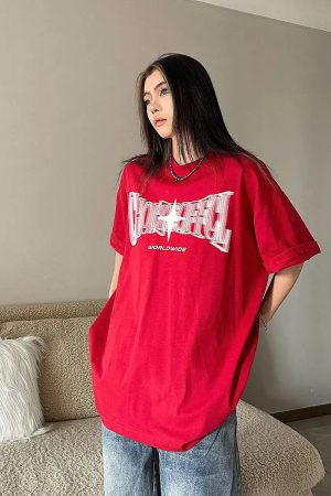 Style Core Aesthetics, New Style Trends - Y2K Shiny Star Worldwide Tee