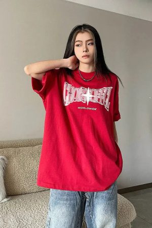 Style Core Aesthetics, New Style Trends - Y2K Shiny Star Worldwide Tee