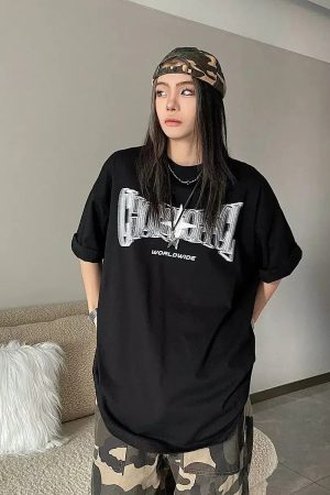 Style Core Aesthetics, New Style Trends - Y2K Shiny Star Worldwide Tee