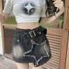 Style Core Aesthetics, New Style Trends - Y2K Star Asymmetric Denim Mini Skirt