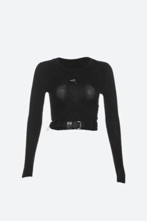 Style Core Aesthetics, New Style Trends - Y2K Star Belted Crop Top